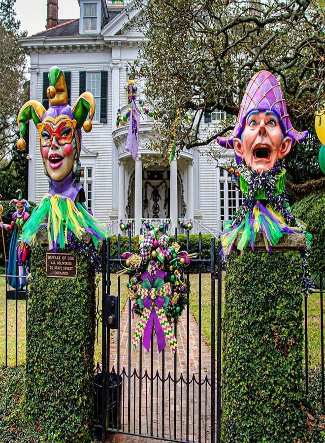 ABTOLS Mardi Gras Wreath Bows, Green Purple Glitter Bows for Wreath for Carnival Party Decorative Bows Purple Sequins Metallic Sparkle Wave Mardi Gras Bows for Front Door Indoor Outdoor Decorations - Image 5
